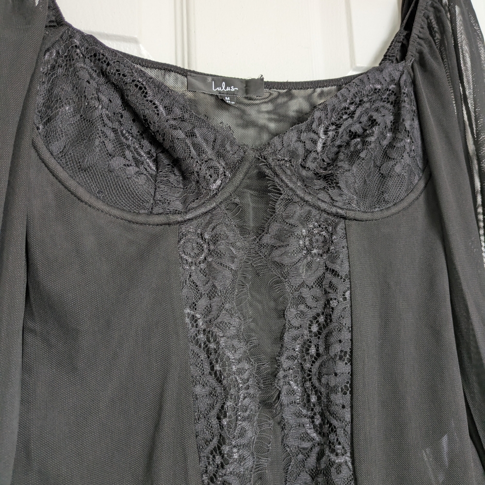 Lulu's Black Lace Bodysuit